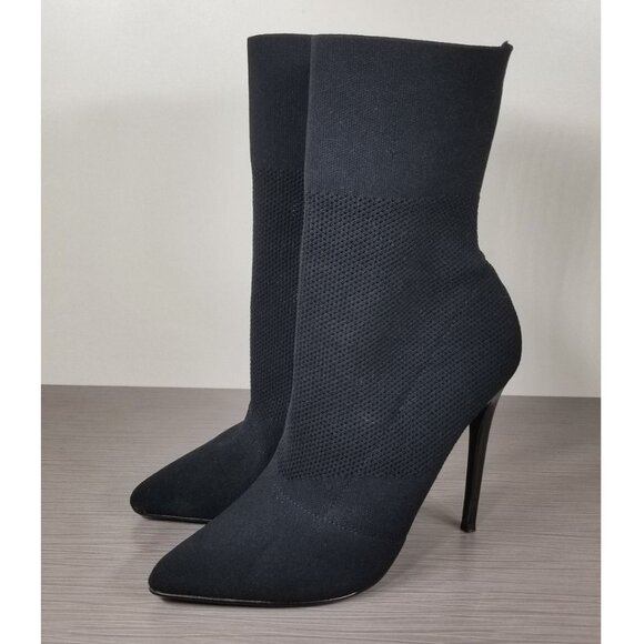 Steve Madden Century Knit Sock Stiletto Booties, Black, Women Size 9.5 M - Picture 3 of 11